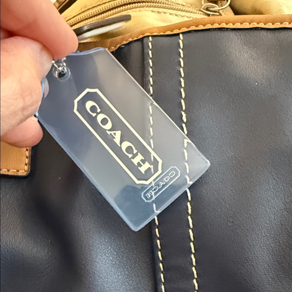 Coach Leather Navy and Tan Women's Bag - Picture 3 of 3